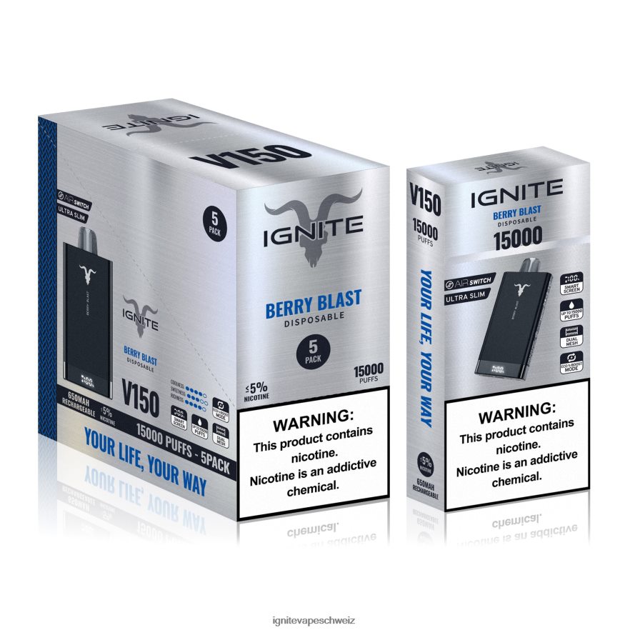 IGNITE Schweiz - IGNITE V150 Vape Pen 5er-Pack Erdbeer-Kiwi 462HF492
