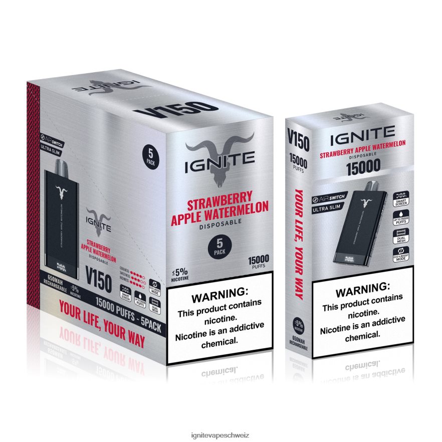 IGNITE Schweiz - IGNITE V150 Vape Pen 5er-Pack Erdbeer-Kiwi 462HF492
