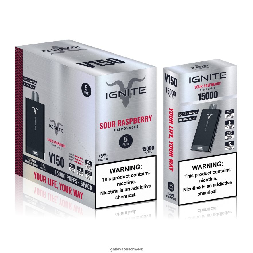 IGNITE Schweiz - IGNITE V150 Vape Pen 5er-Pack Erdbeer-Kiwi 462HF492
