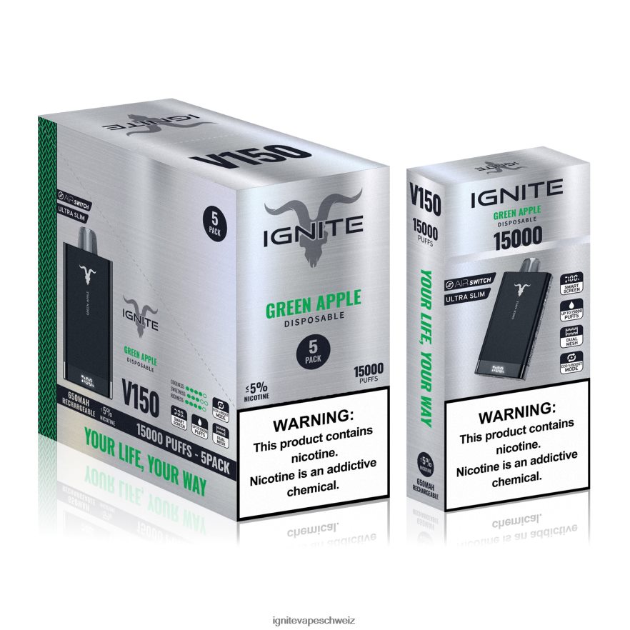 IGNITE Schweiz - IGNITE V150 Vape Pen 5er-Pack Erdbeer-Kiwi 462HF492