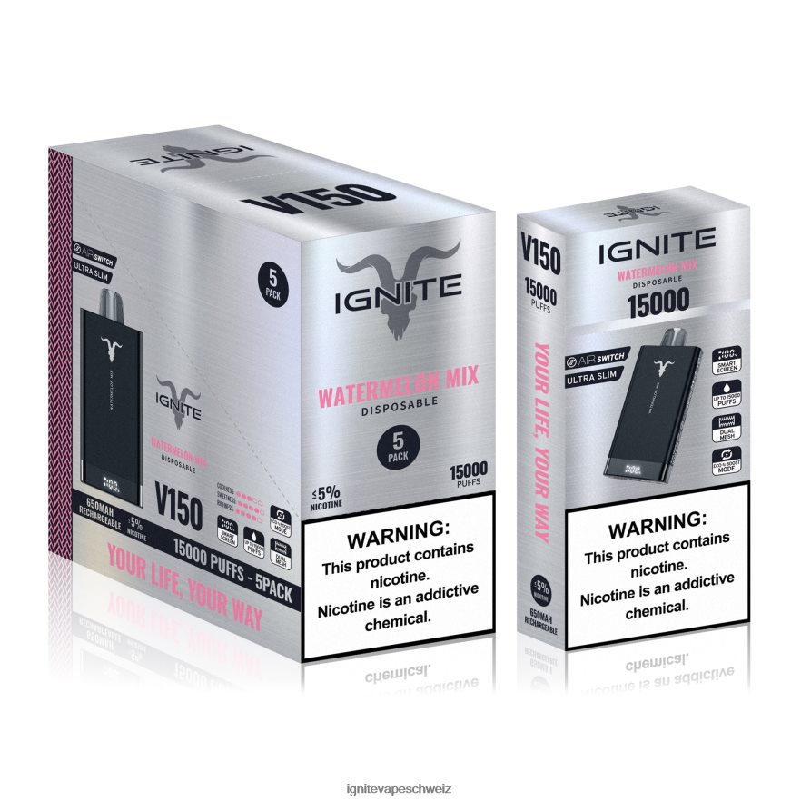 IGNITE Schweiz - IGNITE V150 Vape Pen 5er-Pack Erdbeer-Kiwi 462HF492