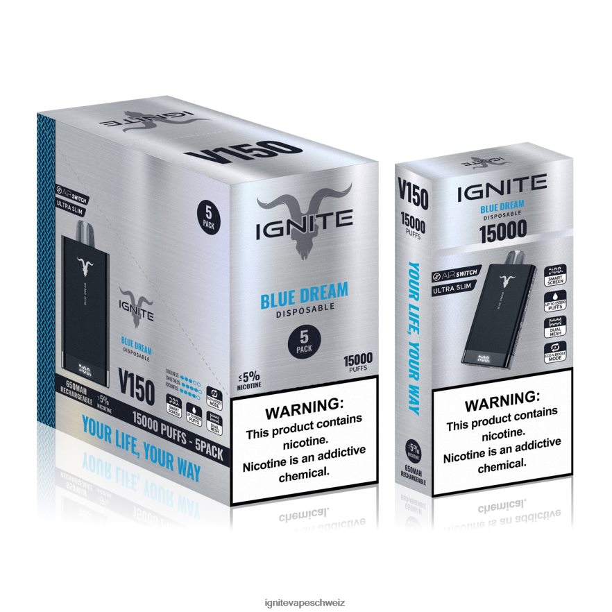 IGNITE Vape Schweiz - IGNITE V150 Vape Pen 5er-Pack blauer Traum 462HF481