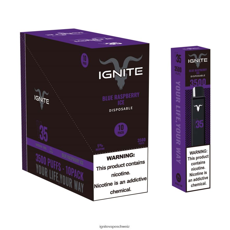 IGNITE Disposable Vape Flavors - IGNITE V35 Vape Pen 10er-Pack blaues Himbeereis 462HF4120
