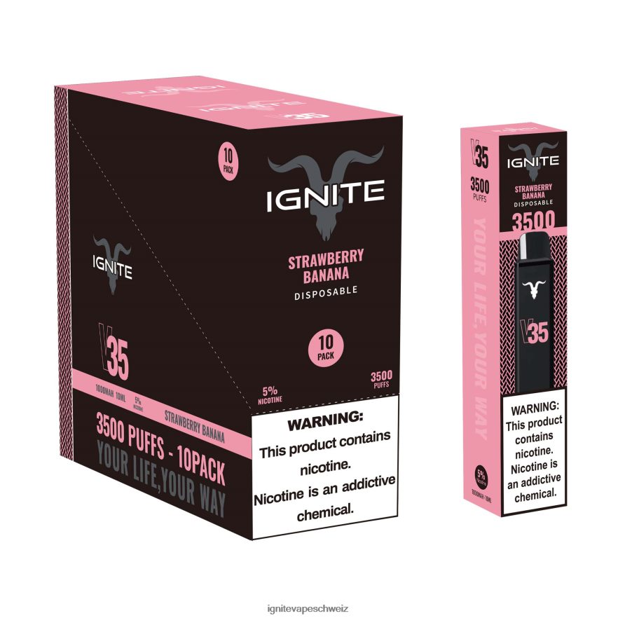 IGNITE Disposable Vape - IGNITE V35 Vape Pen 10er-Pack Erdbeere Banane 462HF4128