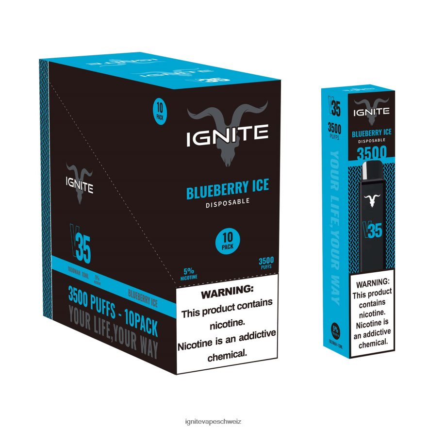 IGNITE Disposable Vape Review - IGNITE V35 Vape Pen 10er-Pack Blaubeereis 462HF4119