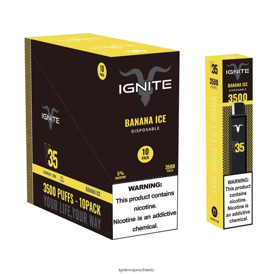 IGNITE Disposable Vape Review - IGNITE V35 Vape Pen 10er-Pack Wassermelonen-Apfel-Eis 462HF4129