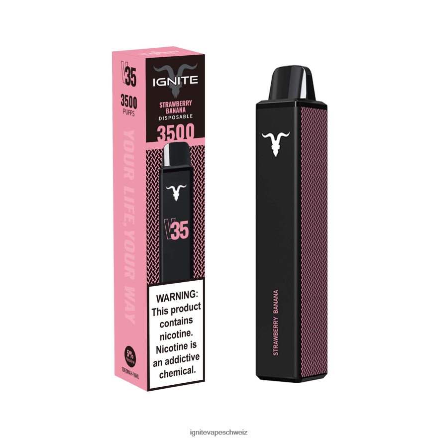 IGNITE Disposable Vape Review - IGNITE V35 Vape-Stift Erdbeere Banane 462HF4139