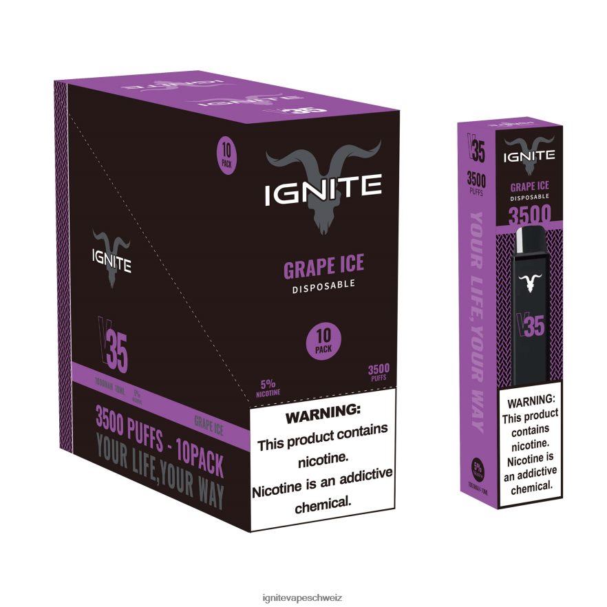 IGNITE Schweiz - IGNITE V35 Vape Pen 10er-Pack Traubeneis 462HF4122