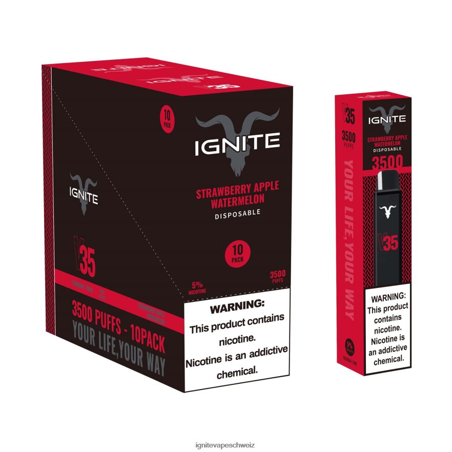 IGNITE Vape Online - IGNITE V35 Vape Pen 10er-Pack Erdbeer-Apfel-Wassermelone 462HF4126