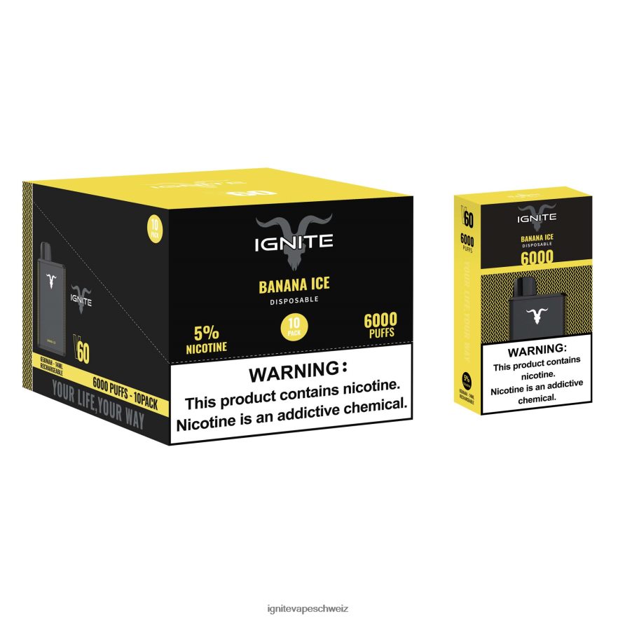 IGNITE Pods Review - IGNITE V60 Vape Pen 10er-Pack Erdbeere Banane 462HF427