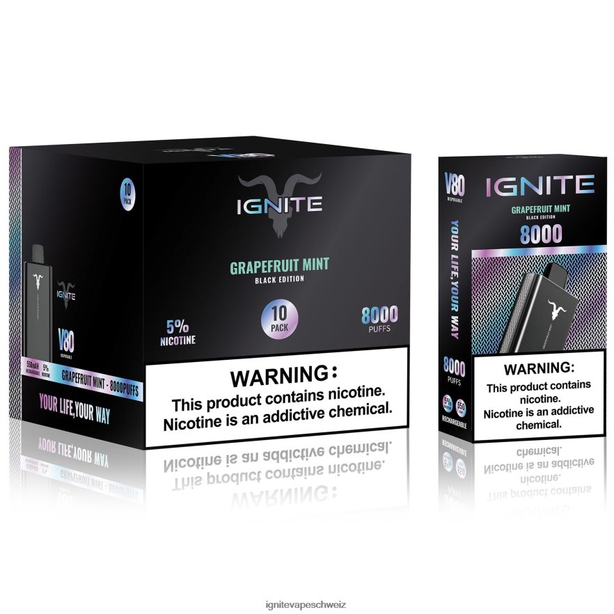 IGNITE Disposable Vape - IGNITE V80 Vape Pen 10er-Pack Grapefruit-Minze 462HF458
