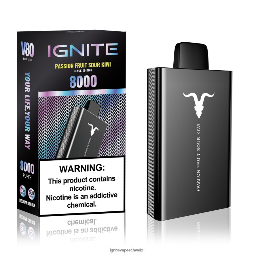 IGNITE Disposable Vape Review - IGNITE V80 Vape-Stift Passionsfrucht saure Kiwi 462HF449