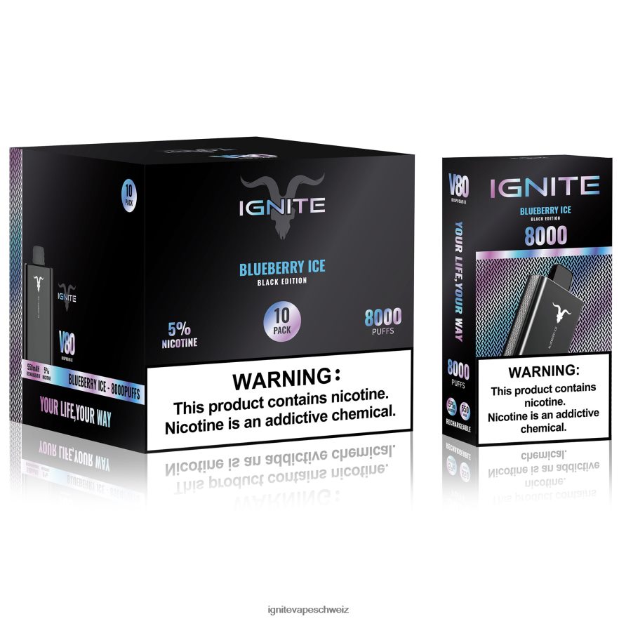 IGNITE Vape Kaufen - IGNITE V80 Vape Pen 10er-Pack Blaubeereis 462HF454
