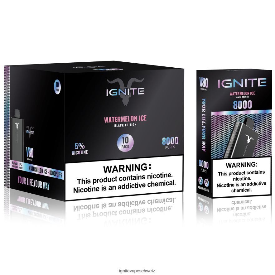 IGNITE Zigaretten - IGNITE V80 Vape Pen 10er-Pack Wassermeloneneis 462HF465