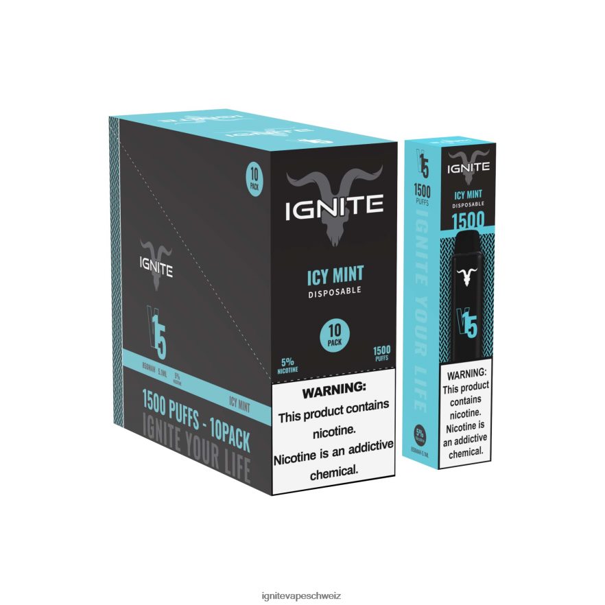 IGNITE Schweiz - IGNITE V15 Vape Pen 10er-Pack eisige Minze 462HF4102