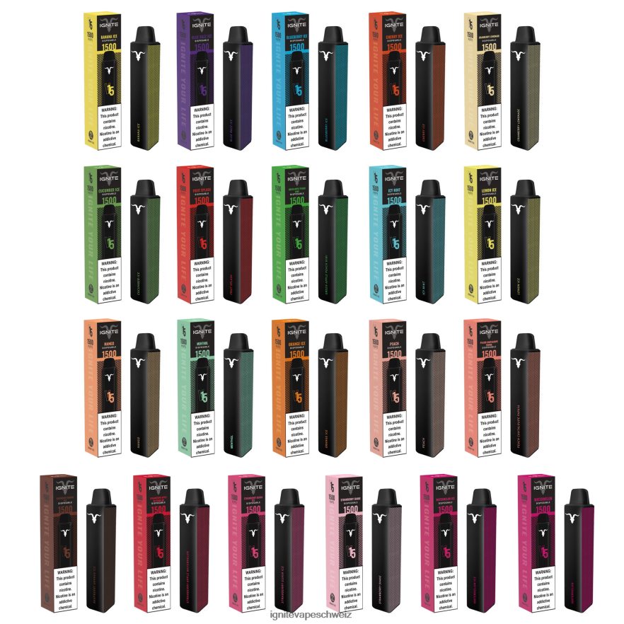 IGNITE Schweiz - IGNITE V15 Vape-Stift grüner Apfel, Pfirsich, Kiwi 462HF4112