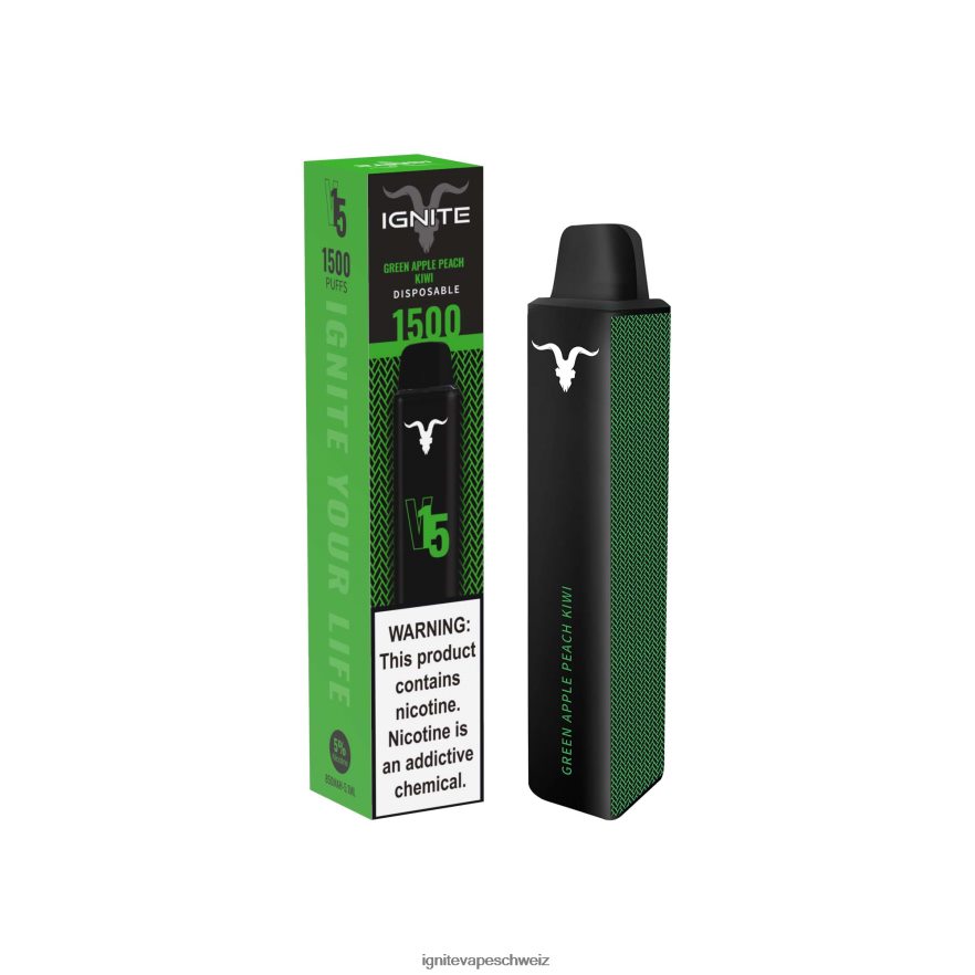IGNITE Schweiz - IGNITE V15 Vape-Stift grüner Apfel, Pfirsich, Kiwi 462HF4112