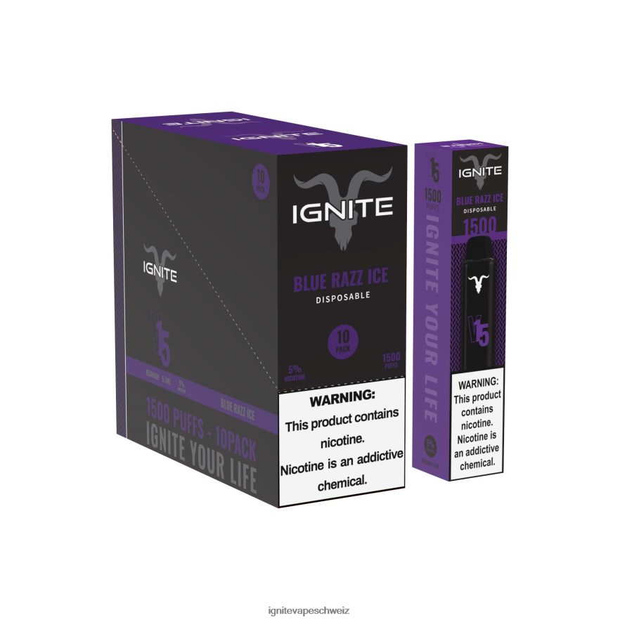 IGNITE Vape Online - IGNITE V15 Vape Pen 10er-Pack blaues Razz-Eis 462HF496