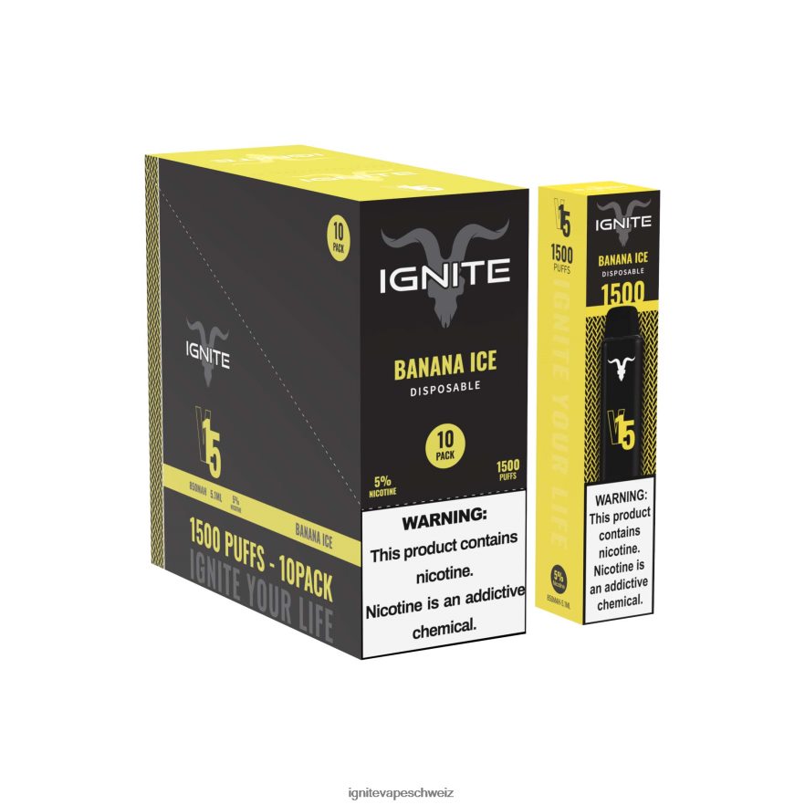 IGNITE Vape Schweiz - IGNITE V15 Vape Pen 10er-Pack Bananeneis 462HF411