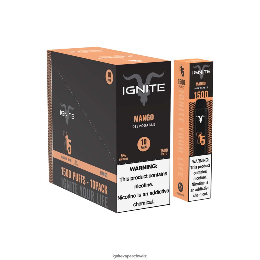 IGNITE Vape Schweiz - IGNITE V15 Vape Pen 10er-Pack grüner Apfel, Pfirsich, Kiwi 462HF4101