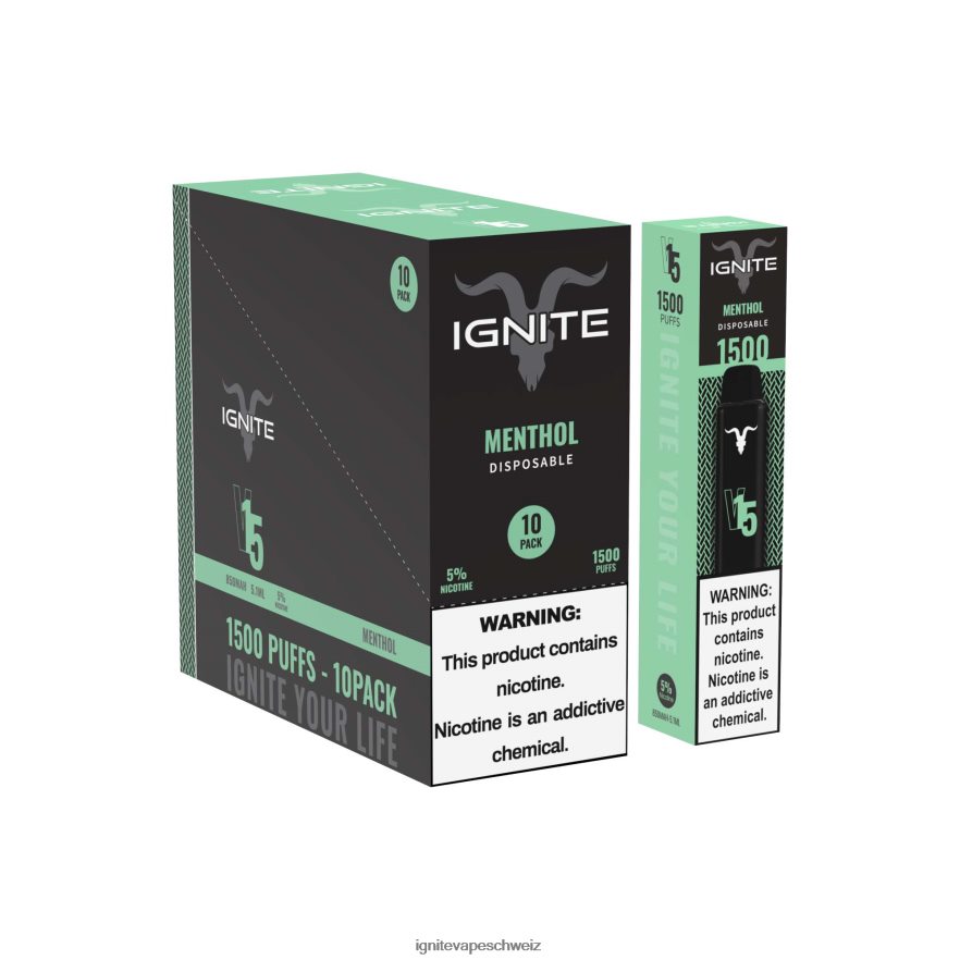 IGNITE Vape Schweiz - IGNITE V15 Vape Pen 10er-Pack grüner Apfel, Pfirsich, Kiwi 462HF4101